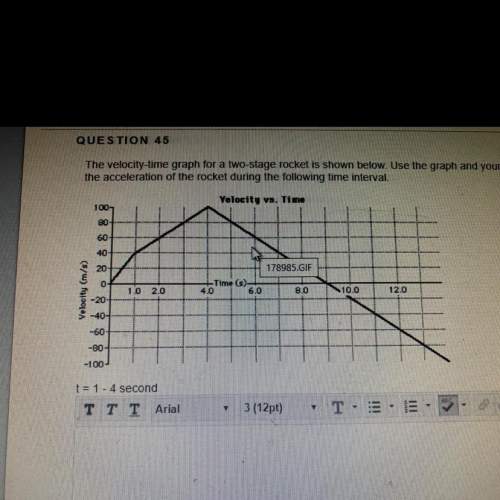 The velocity-time graph for a two-stage rocket is shown below. use the graph and your understanding