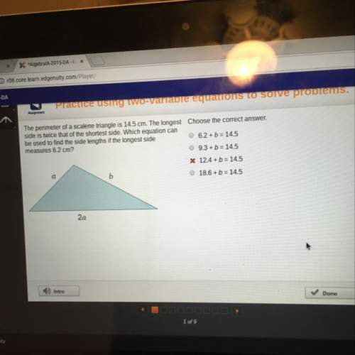 Which equation can be used to find the side lengths if the longest side measures 6.2cm?