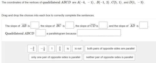 The coordinates of the vertices of quadrilateral abcd  are a(−4, −1) , b(−1, 2) , c(5, 1) , and d(