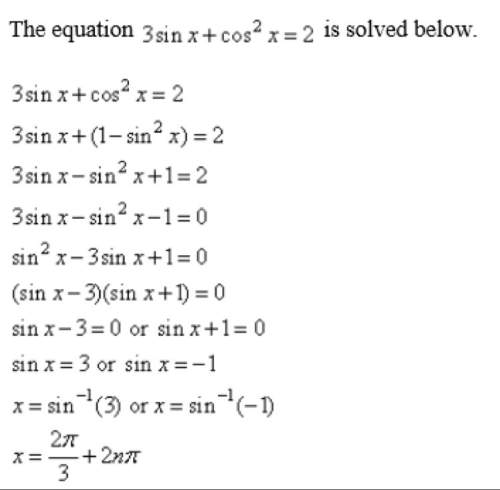 (picture included precalc) which of the following best describes the solution?  a. the