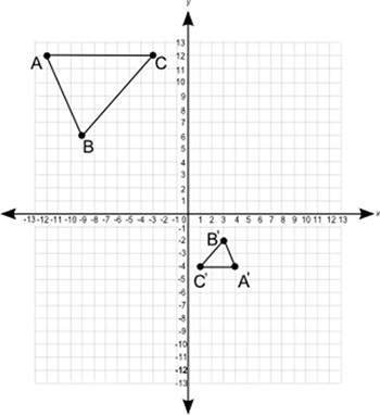 Triangle abc is transformed to obtain triangle a′b′c′:  which statement is correct for triangl