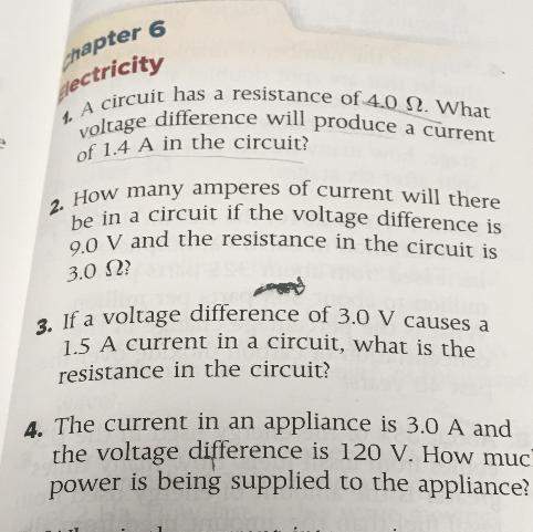 How many amperes of current will there be in a circuit if the voltage difference is 9.0 v and the re