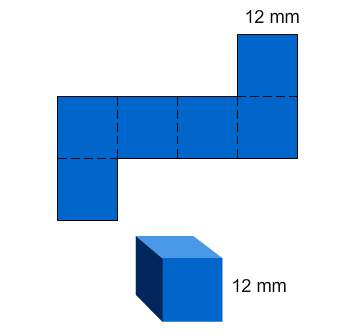 Here is a picture of a cube, and the net of this cube. what is the surface area of this