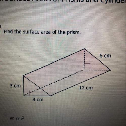 Find the surface area of the prism a)90cm^2 b)156cm^2 c)96cm^2 d)150cm^2