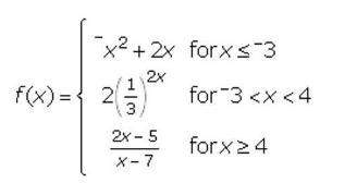 Afunction is shown below. what is the value of the expression f(-3) + 2f(-1) - f(4) ? *show work* (