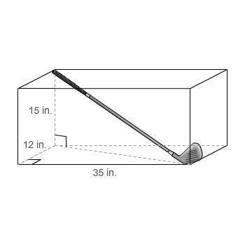 Agolf club is placed in a rectangular box as shown in the figure. how long is the golf c