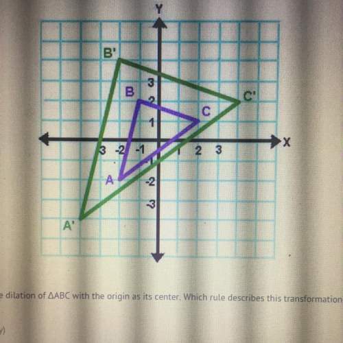 The graph shows the dilation of aabc with the origin as its center. which rule describes this transf