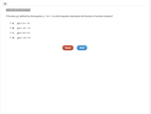 If function g is defined by the equation y − 3x = -14, which equation represents the function in fun