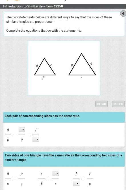 The two statements below are different ways to say that the sides of these similar triangles are pro