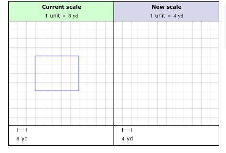 The figure below was made with a scale of 1 unit= 8 yd . draw the figure with a new scale of 1
