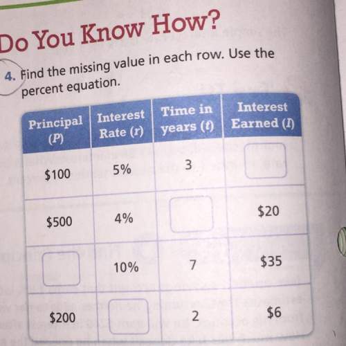 Find the missing value in each row. use the percent equation