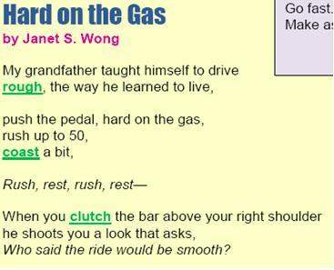 How would “hard on the gas” be different if the author chose different synonyms?