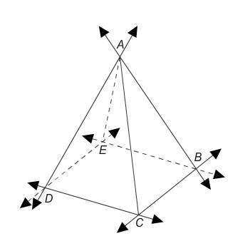 Which lines are parallel in the square pyramid?