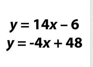 Find the value of x in the solution to the system of equations shown. a. x = 2.33&lt;