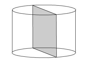 An elliptical cylinder is sliced by a plane, as shown in the figure. among the four given two-dimens