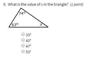 What is the value of x in the triangle?