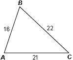 Question 1: solve for the missing length and the other two angles in the triangle below. part