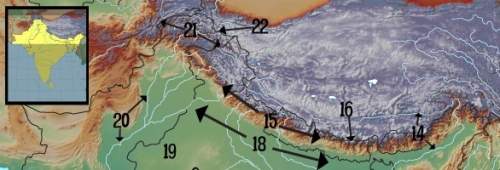 What does the number 16 on the map represent?  a. mount everest  b. mount kangchen