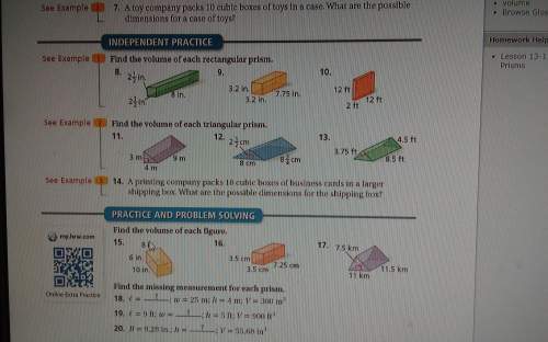 Ineed answers for only the rectangular prisms (volumes)