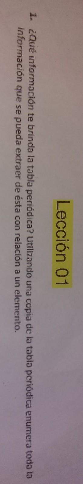 Translation: what information does the periodic table give you? , using a copy of the periodic tabl