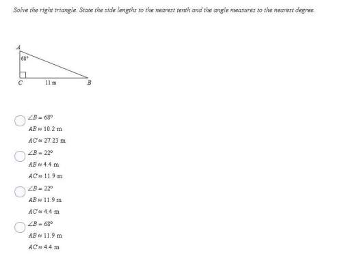 10 points!  solve the right triangle. state the side lengths to the nearest tenth and the angl