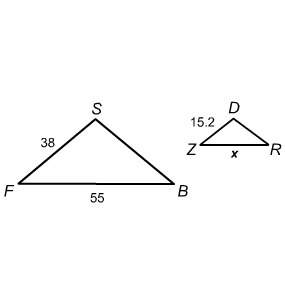 △fsb∼△zdr . what is the value of x?  enter your answer. how many