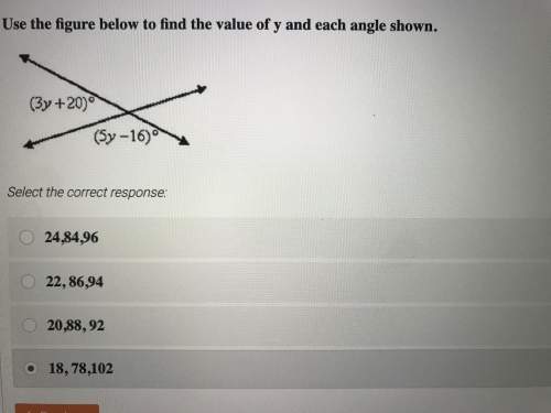 Use e figure below to find the value of y and each angle shown.