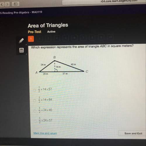 Which expression represents the area of triangle abc in square meters?