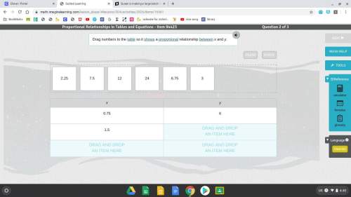 Drag numbers to the table so it shows a proportional relationship between x and y.