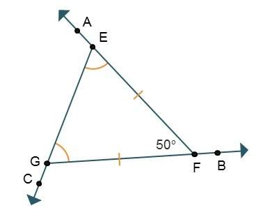 Applying angle relationships of isosceles triangles what is the measure of ∠egf?