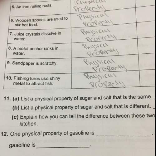 List a physical property of sugar and salt that is different