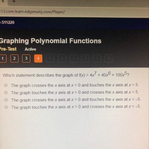 Which statement describes the graph f(x)=4x^7+40x^6+100x^5?