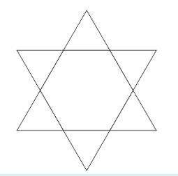 Find the number of non-degenerate triangles whose vertices are three of the points on this six-point