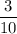 \dfrac{3}{10}