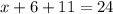 x+6+11=24\\