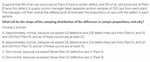 Suppose that 8% of all cars produced at Plant A have a certain defect, and 5\% of all cars produced