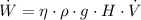 \dot W = \eta \cdot  \rho\cdot g\cdot H \cdot \dot V