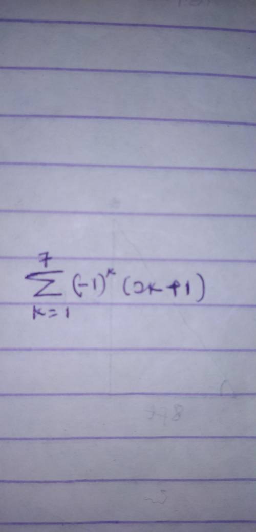 Write the sum −3+5−7+9−11+13−15+17−19+21 using sigma notation. The form of your answer will depend o
