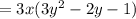 = 3x(3y^2 - 2y - 1)