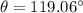 \theta=119.06^{\circ}