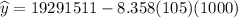 $\widehat{y} = 19291511-8.358(105)(1000)$