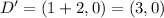 D' = (1 + 2,0) = (3,0)