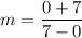 \displaystyle m=\frac{0+7}{7-0}