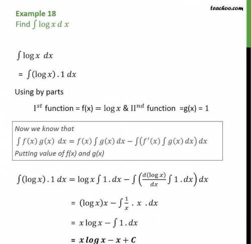 Integrate by parts logx.dx​