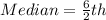 Median = \frac{6}{2}th