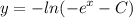 \displaystyle y = -ln(-e^x - C)