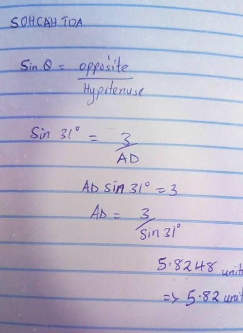 Plz hurry help:) What is the length of AD? Round your answer to the nearest hundredth.

34
3 units
3