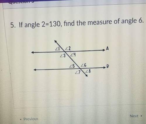 If m∠2 = 130°, what is m∠6?