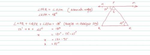 Find X in the given figure , if m //QR pls do step to step explaination ​