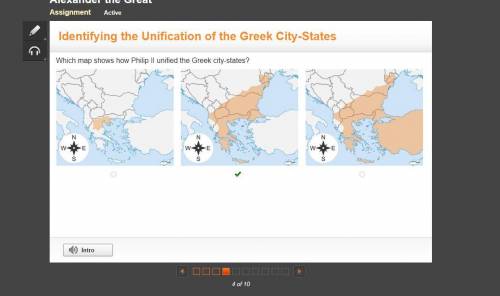 Which map shows how Philip II unified the Greek city-states?

A section of Greece is shaded.
Crete,